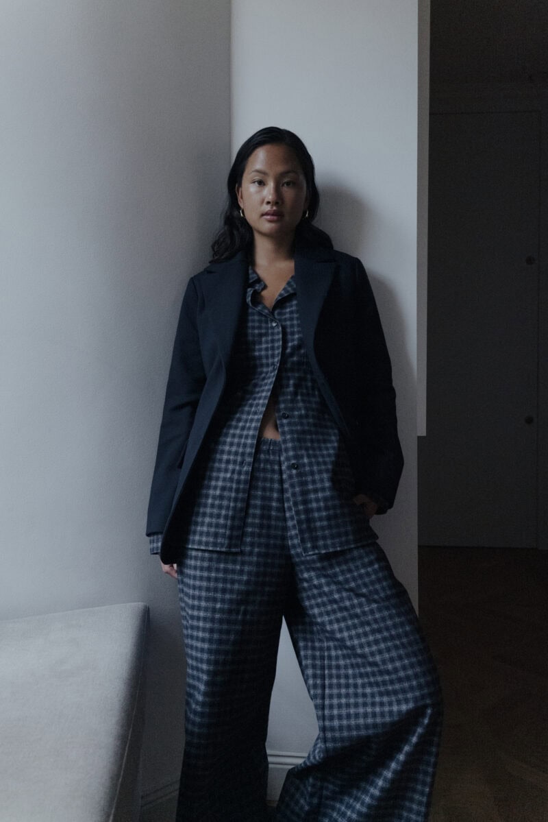 Bold skjorta mjuk ull svart rutig - Bild 3