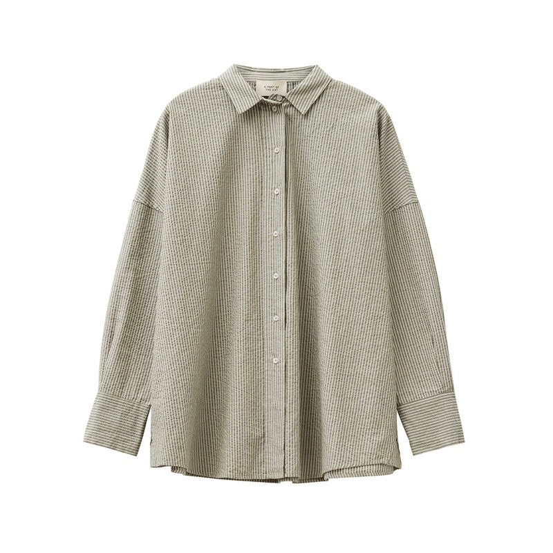Breezy Shirt Khaki and White Stripe - Image 1