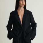 Cloud Blazer Wool Charcoal Pinstripe