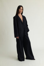 Dreamy Pants Wool Charcoal Pinstripe