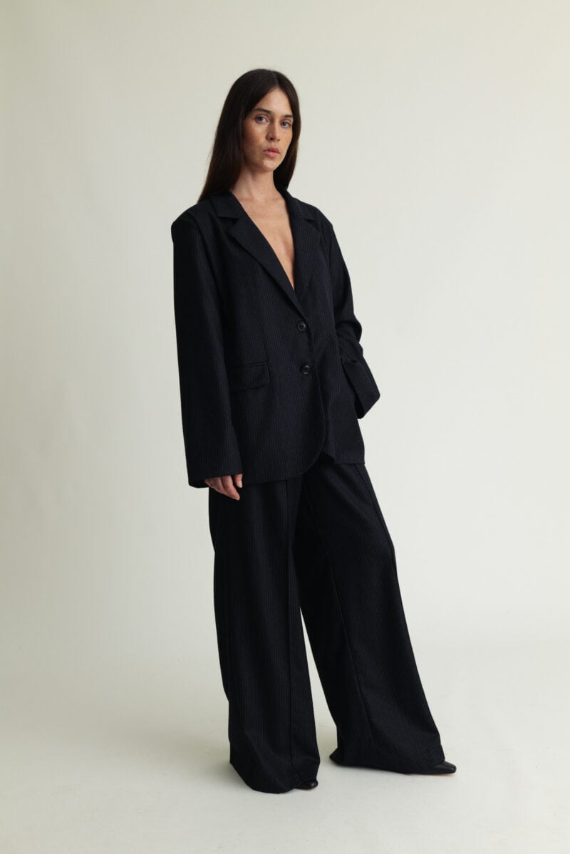Dreamy Pants Wool Charcoal Pinstripe - Image 1