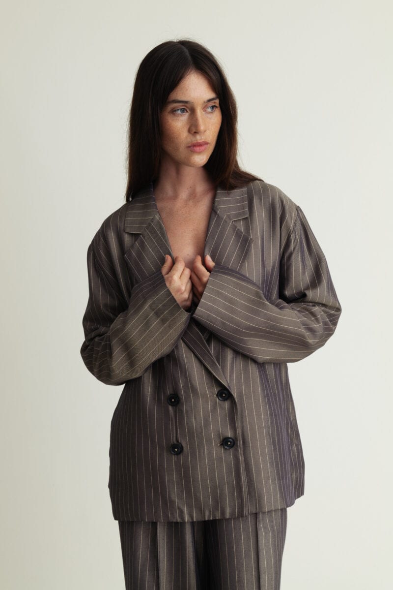 Free Blazer Metallic Grey & Gold Stripe - Image 3