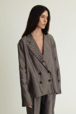 Free Blazer Metallic Grey & Gold Stripe - Image 4