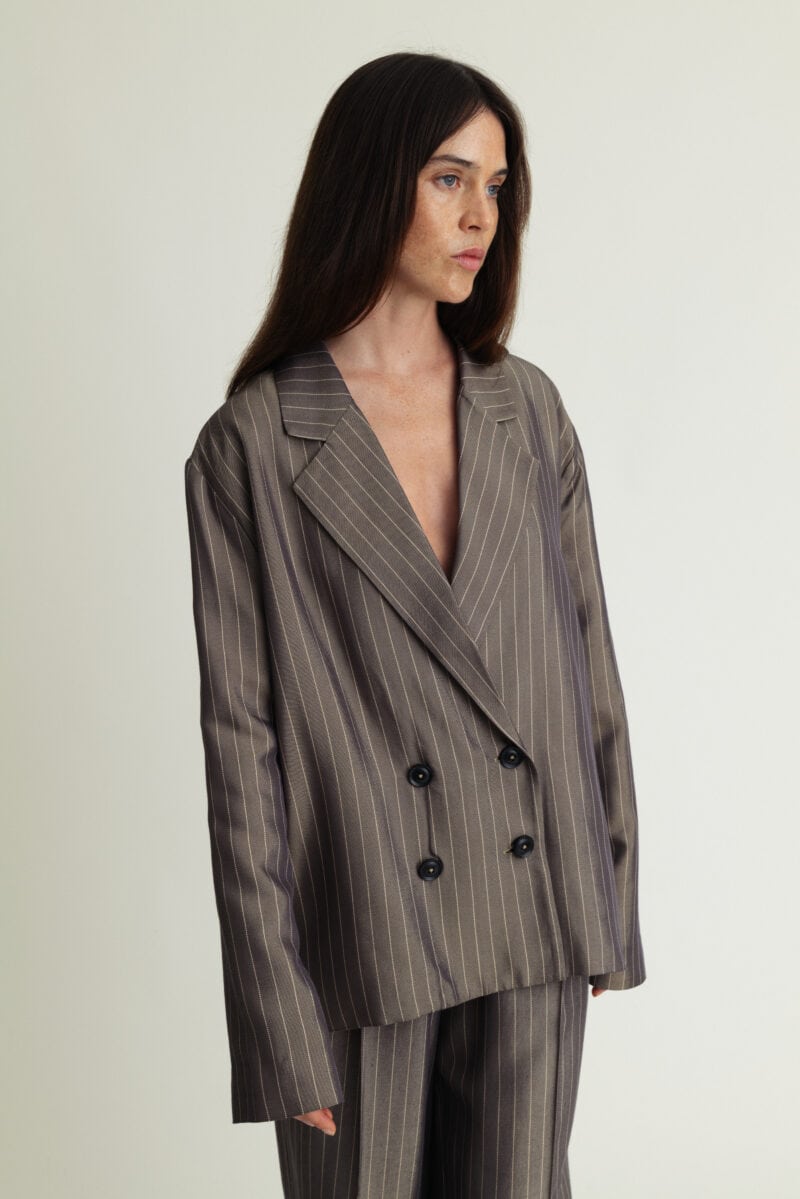 Free Blazer Metallic Grey & Gold Stripe - Image 4