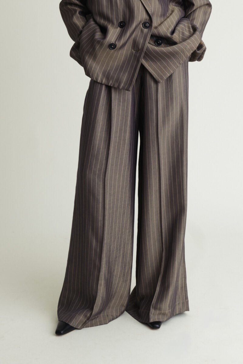 Dreamy Pants Metallic Grey & Gold Stripe - Image 1
