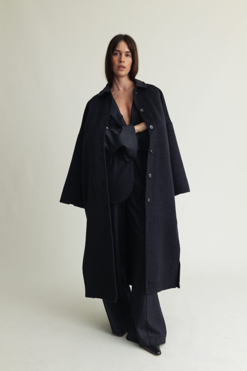 Lyric Coat, kashmirblandning, svart melange – Bild 1