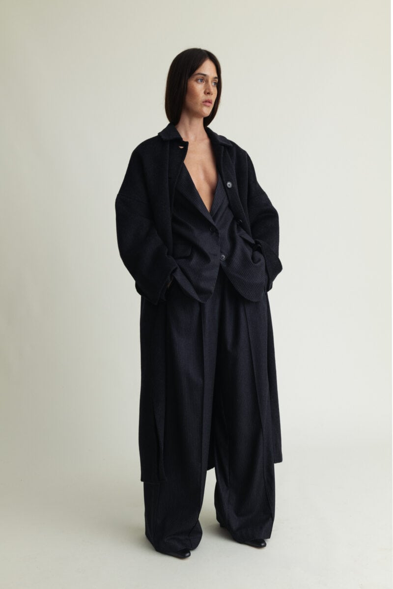 Lyric Coat, kashmirblandning, svart melange – Bild 6